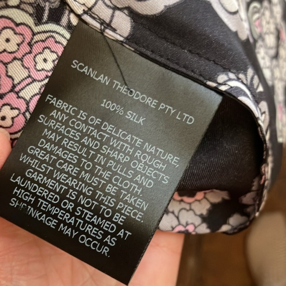 SCANLAN THEODORE BLACK / PINK MULTI PAISLEY PRINTED LONG SLEEVED 100% SILK DRESS - Picture 6 of 6